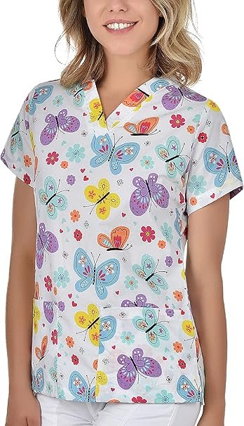 Casaca Sanitaria B-well Bambina Modelo Mariposas - Algodón Premium y Corte Regular Fit
