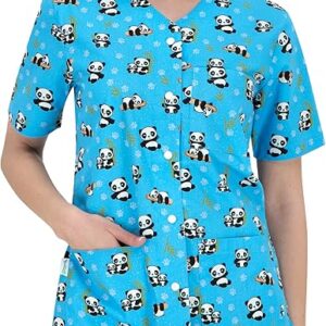 Casaca Sanitaria B-well Carina Modelo Oso Panda - Cuello en Y y Botones a Presión