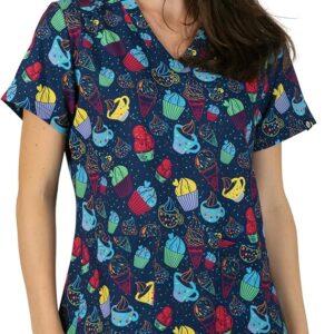 Casaca Sanitaria Elástica B-well Isabella - Cuello en V con 6% Elastano para Mujer