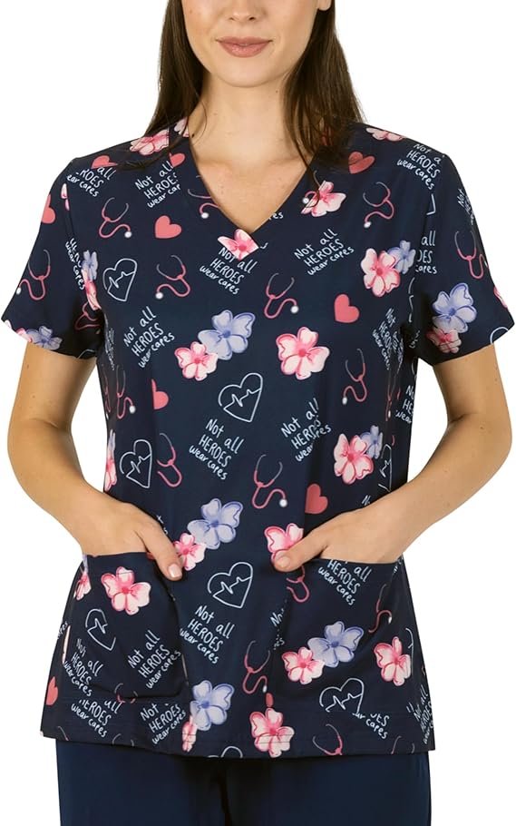 Casaca Sanitaria Elástica B-well Isabella - Cuello en V con 6% Elastano para Mujer