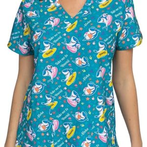 Casaca Sanitaria Elástica B-well Isabella Modelo Tiburones - Cuello en V con 6% Elastano