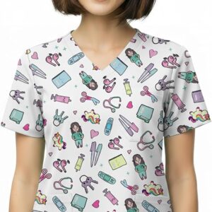 Casaca Sanitaria Mujer Nurse is Love - Uniforme Estampado y Transpirable con Bolsillos