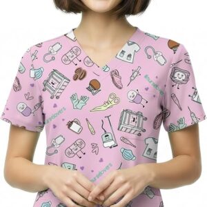 Casaca Sanitaria Nurse is Love para Mujer - Uniforme Estampado y Transpirable con Bolsillos