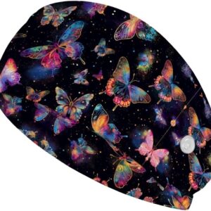 Diadema con Botones "Mariposas Estéticas" - Banda Elástica Suave para Enfermería y Deporte