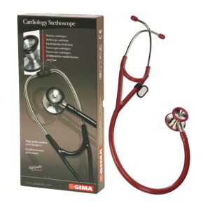 Gima Estetoscopio de Cardiología Classic - Cabezal de Acero Inoxidable y Doble Campana - Bordeaux