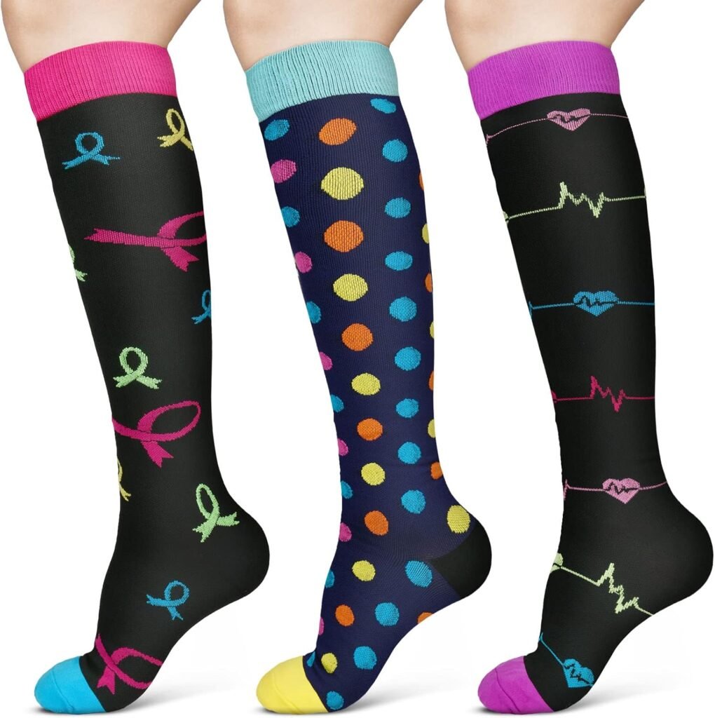 Pack de 3 Calcetines de Compresión ACWOO (15-20 mmHg) - Soporte Articular y Base Acolchada
