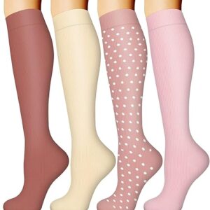 Pack de 4 Calcetines de Compresión DRESHOW - Soporte Graduado para Deporte y Viajes