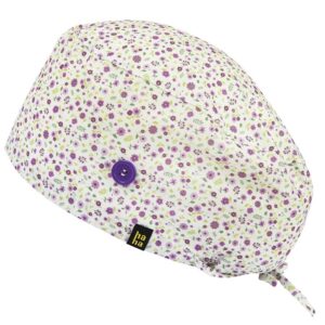 HappyHat Gorro de Quirófano "Flores Lavanda" - Gorro Sanitario 100% Algodón Antibacteriano e Hidrófugo