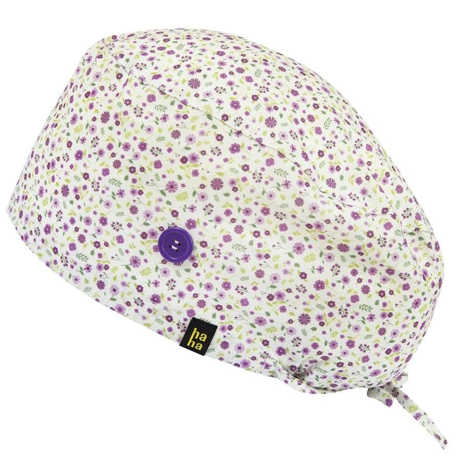 HappyHat Gorro de Quirófano "Flores Lavanda" - Gorro Sanitario 100% Algodón Antibacteriano e Hidrófugo