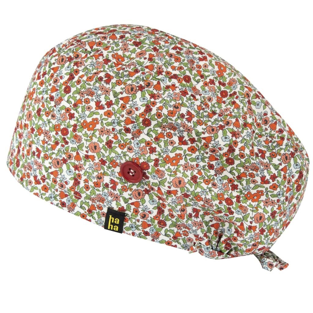 HappyHat Gorro de Quirófano "Amapolas" - Gorro Sanitario 100% Algodón Antibacteriano e Hidrófugo