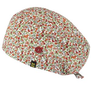 HappyHat Gorro de Quirófano "Amapolas" - Gorro Sanitario 100% Algodón Antibacteriano e Hidrófugo
