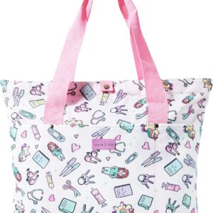 Nurse is Love Bolso Tote Grande para Enfermera - Bolsa Organizadora con Múltiples Bolsillos para Sanidad