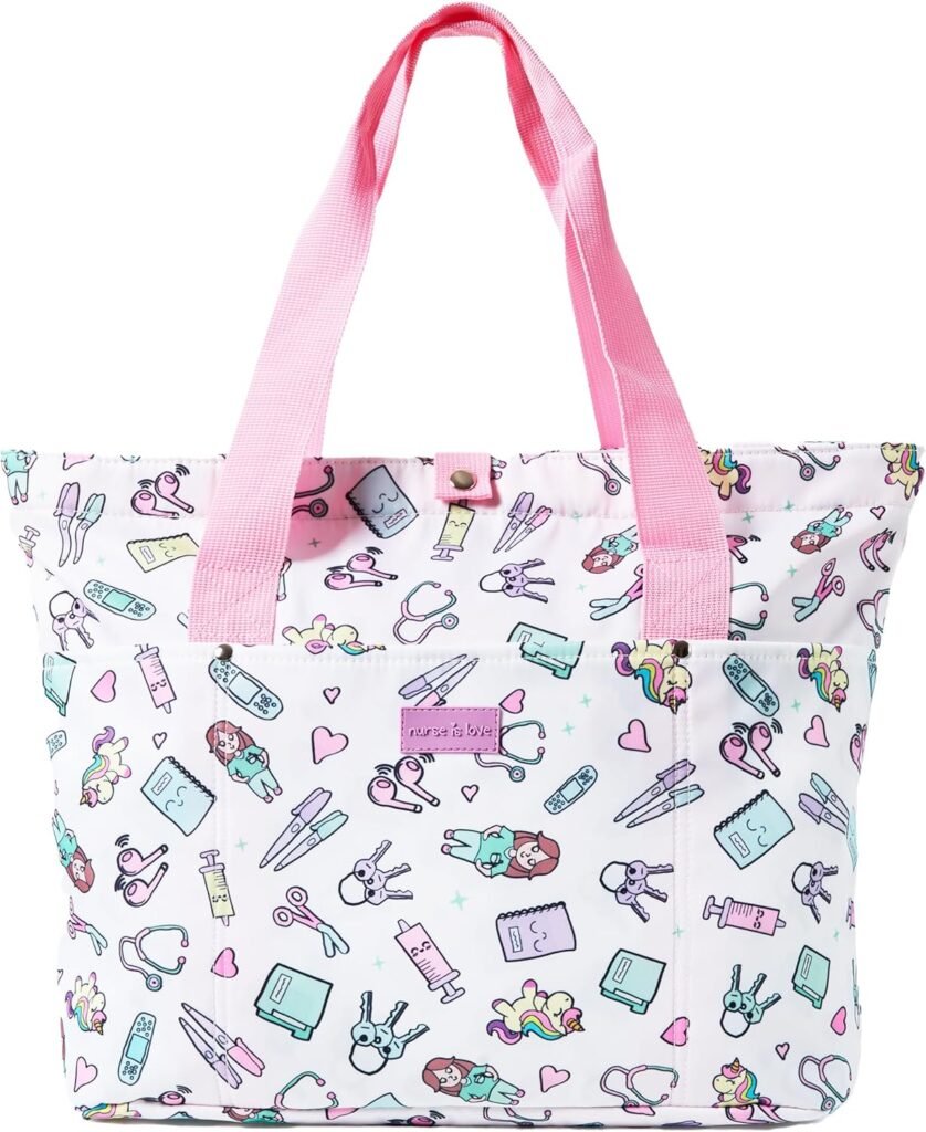 Nurse is Love Bolso Tote Grande para Enfermera - Bolsa Organizadora con Múltiples Bolsillos para Sanidad