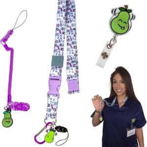 Set de Enfermería 3 en 1 - Lanyard "La Repera Enfermera", Carrete Retráctil y Portatijeras - Purple Edition